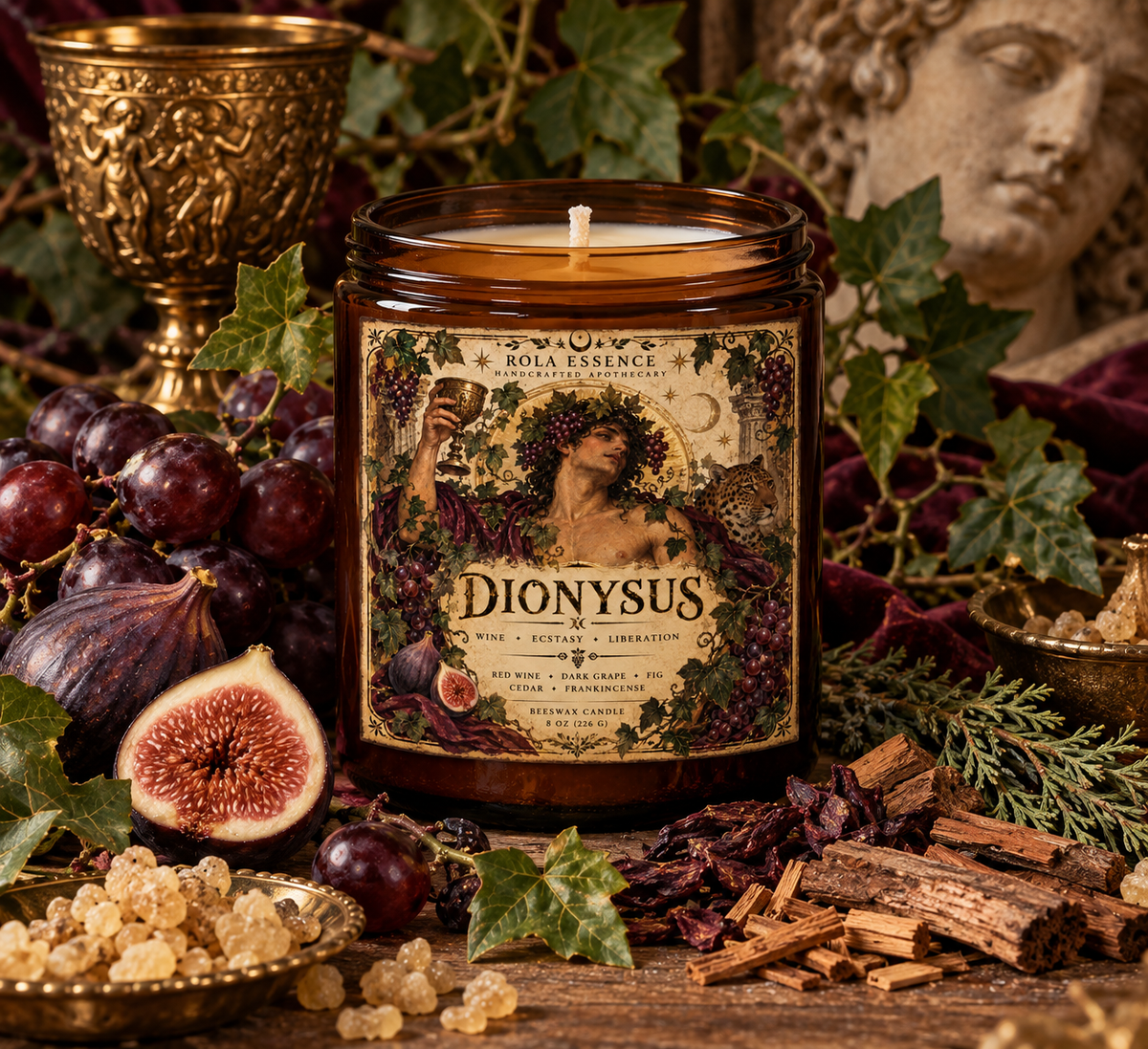 Dionysus Beeswax Candle - The Divine Reveler