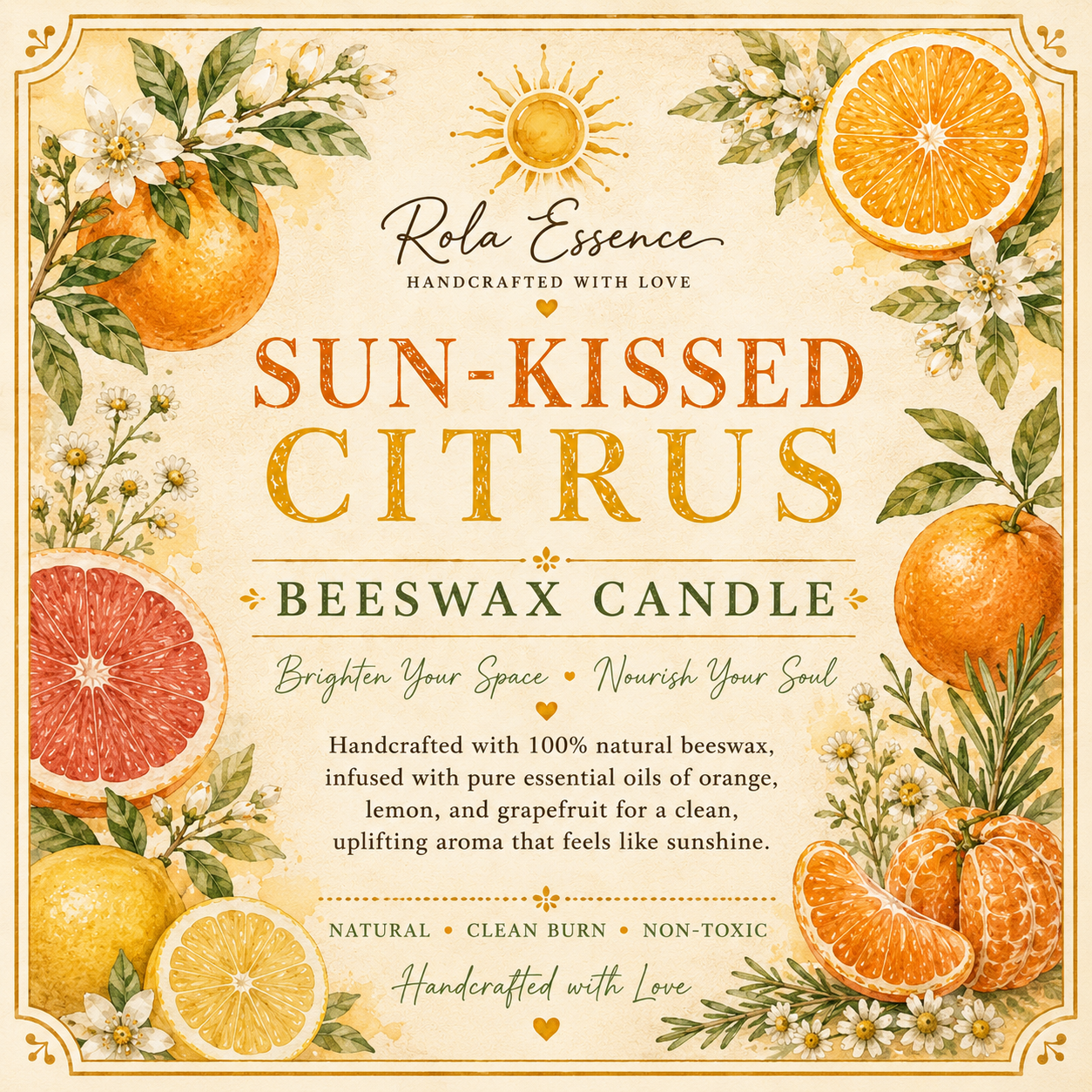Sun-Kissed Citrus Beeswax Candle