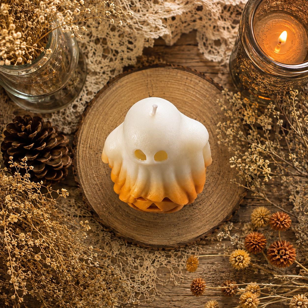 Pumpkin Veil Beeswax Candle