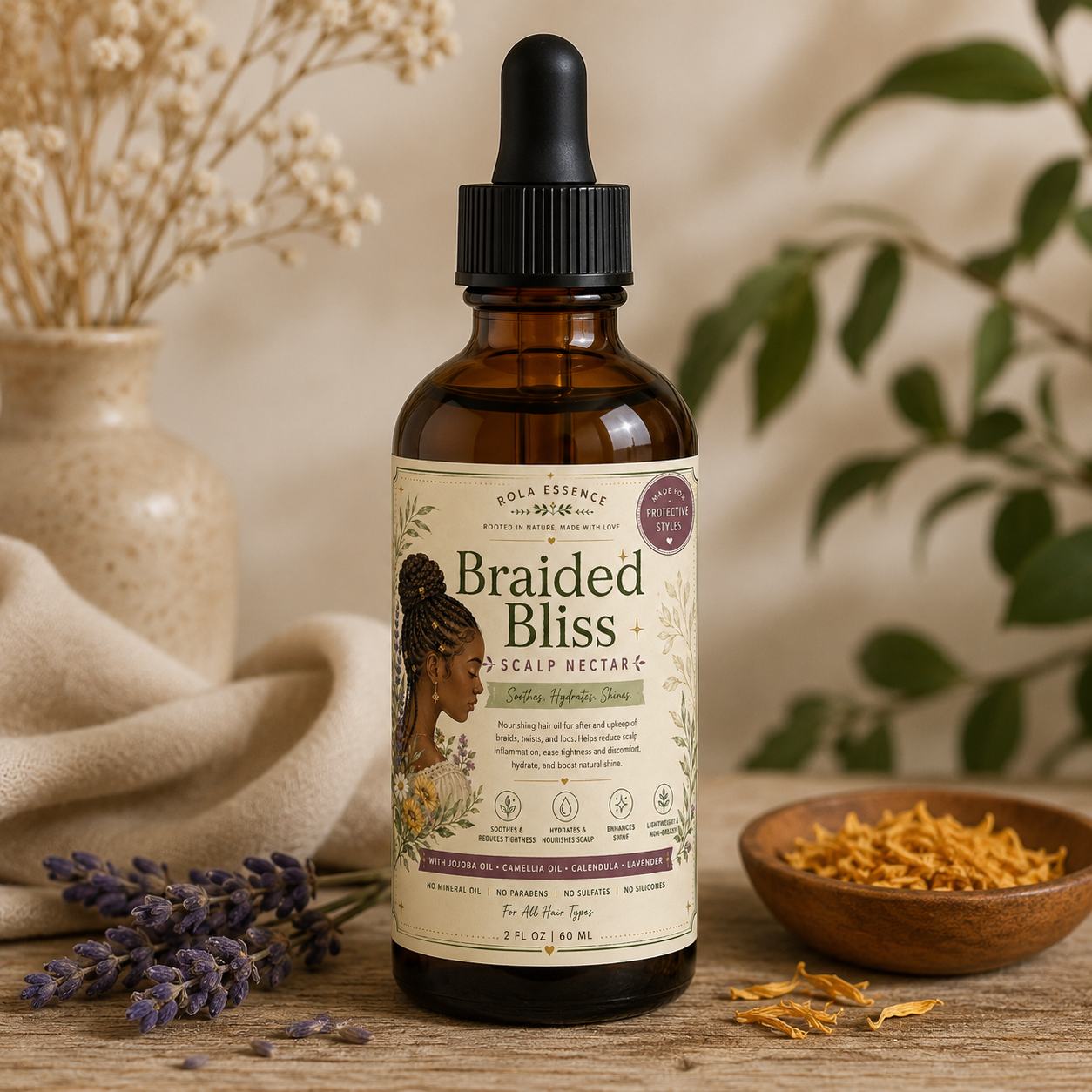Braided Bliss Scalp Nectar - Hydrating • Pain-reducing • Shine Increasing