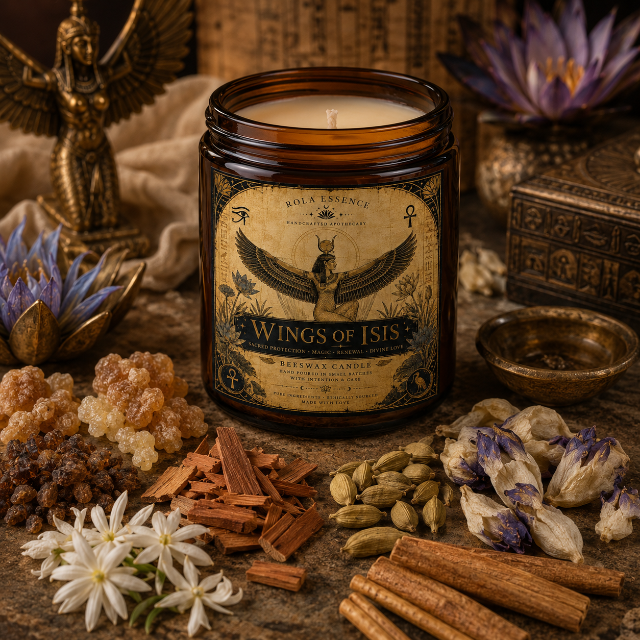 Wings of Isis Goddess Beeswax Candle