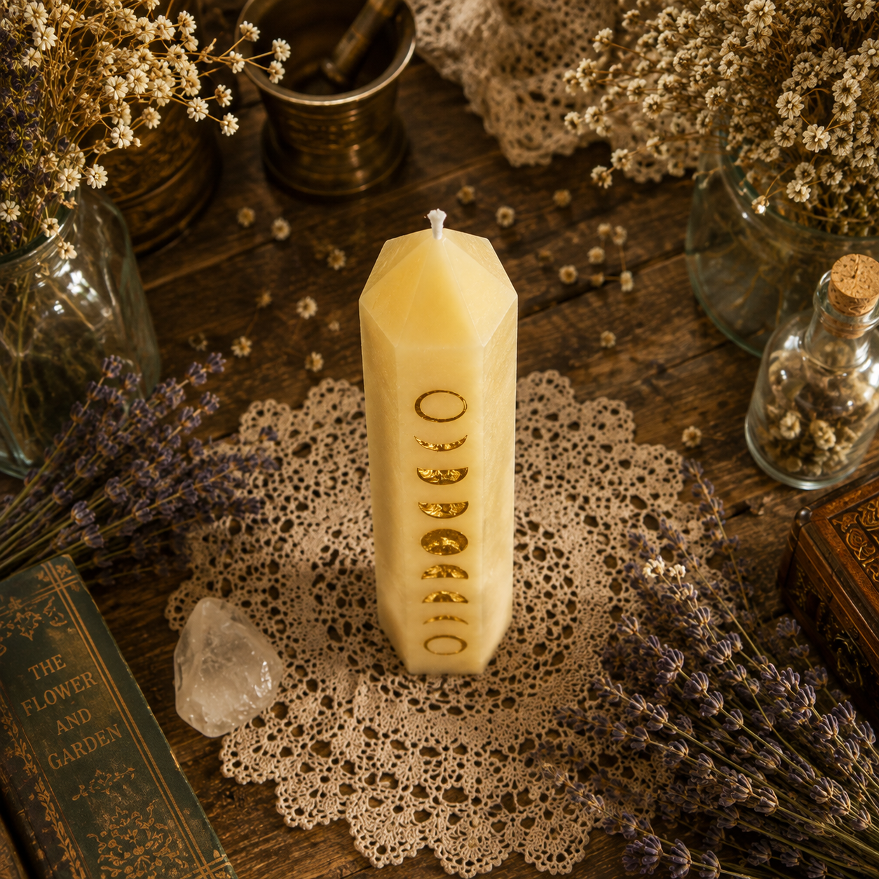 Golden Moon Alchemy Beeswax Candle