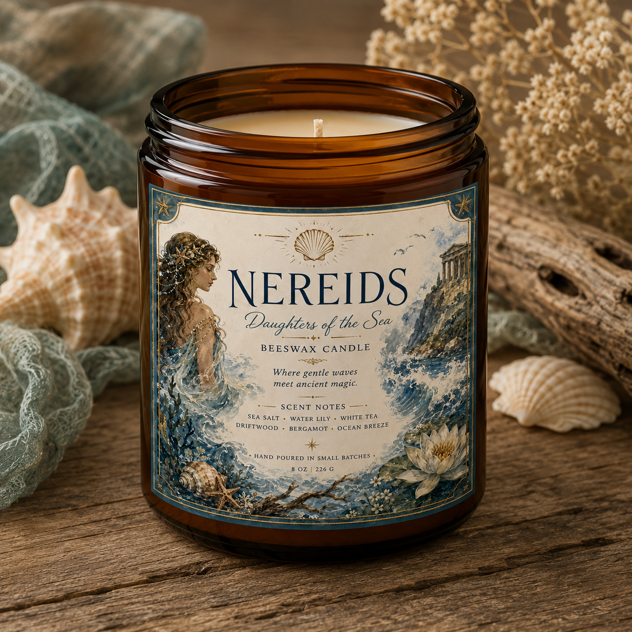 Nereids: Daughters of the Sea | Beeswax Candle