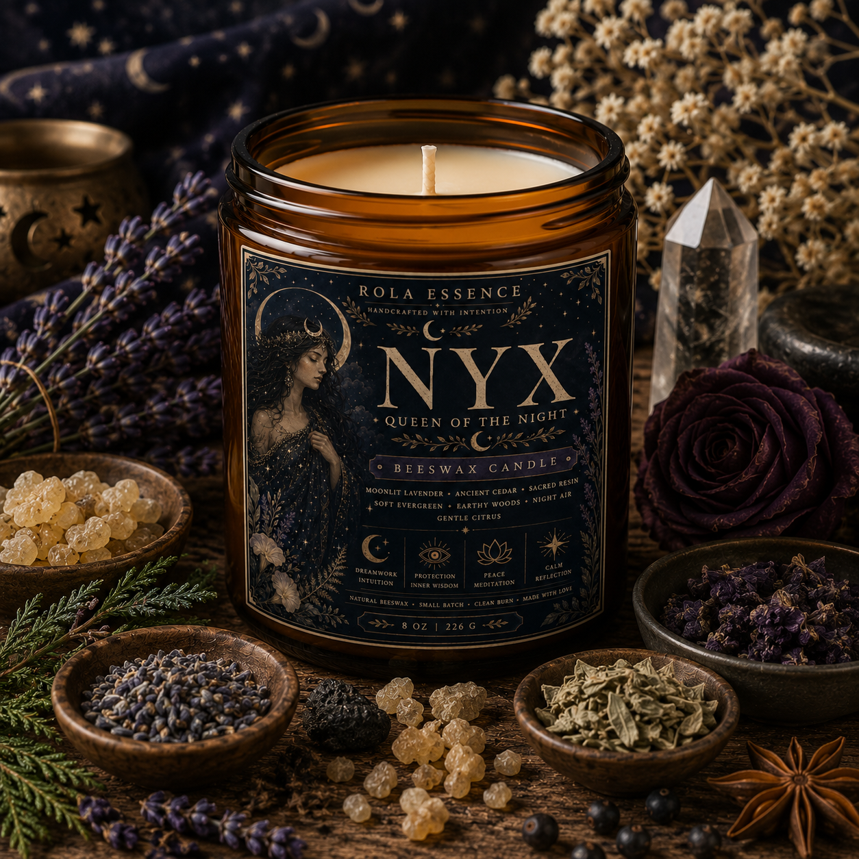Nyx: Queen of the Night Beeswax Candle