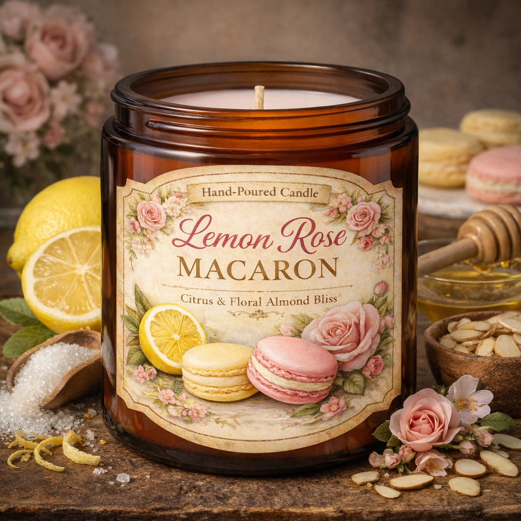 Lemon Rose Macaron Candle