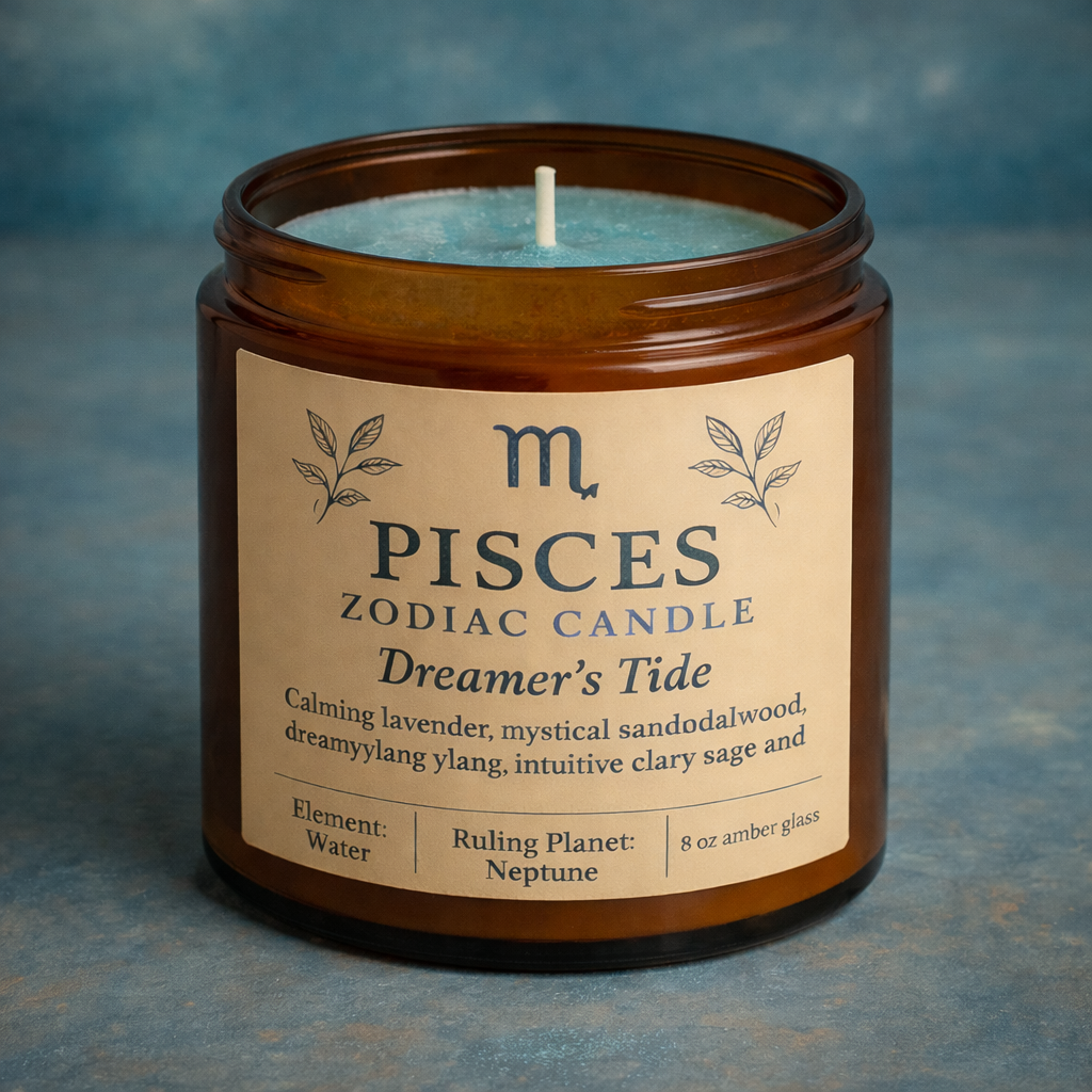 Pisces Zodiac Candle — Dreamer’s Tide