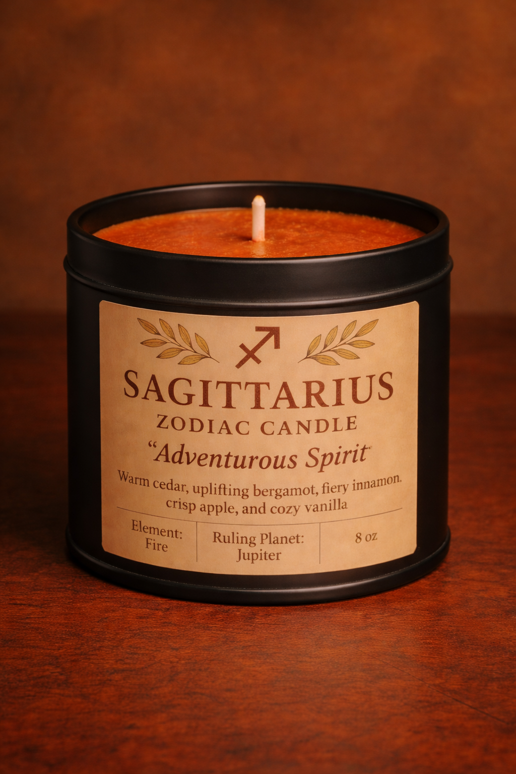 Sagittarius Zodiac Candle – Flame of Adventure