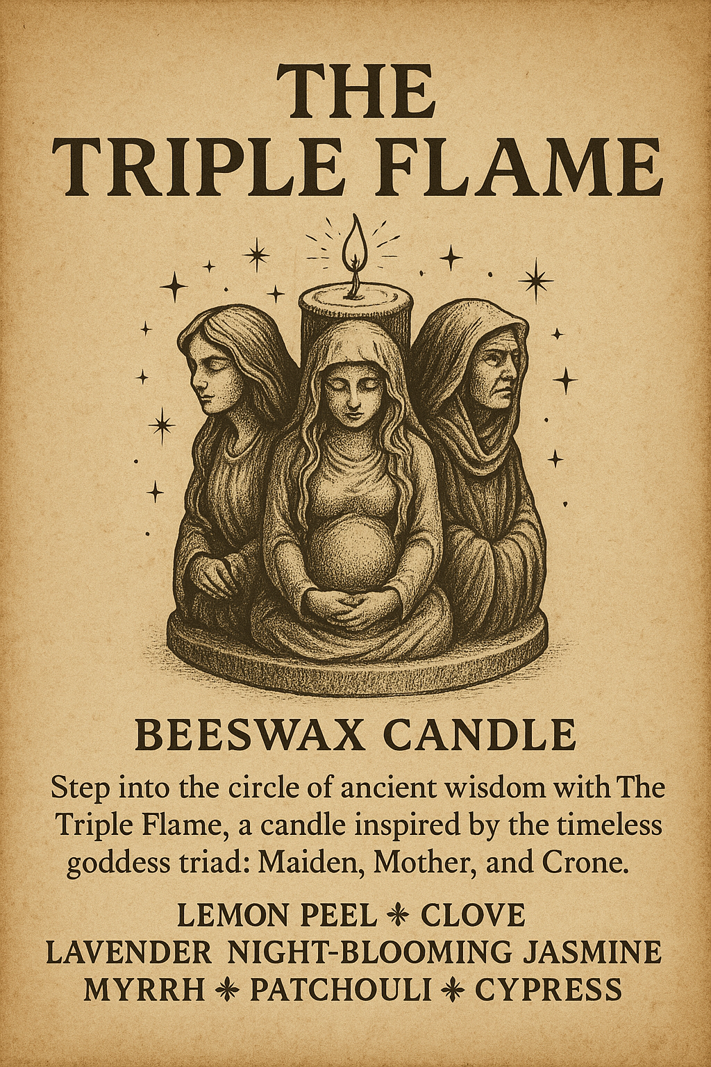 The Triple Flame Goddess Candle
