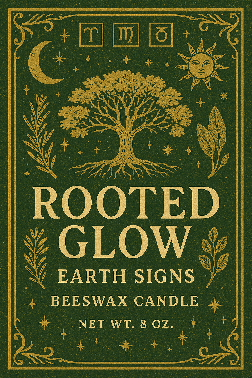 Rooted Glow – Earth Signs Beeswax Candle • Taurus • Virgo • Capricorn