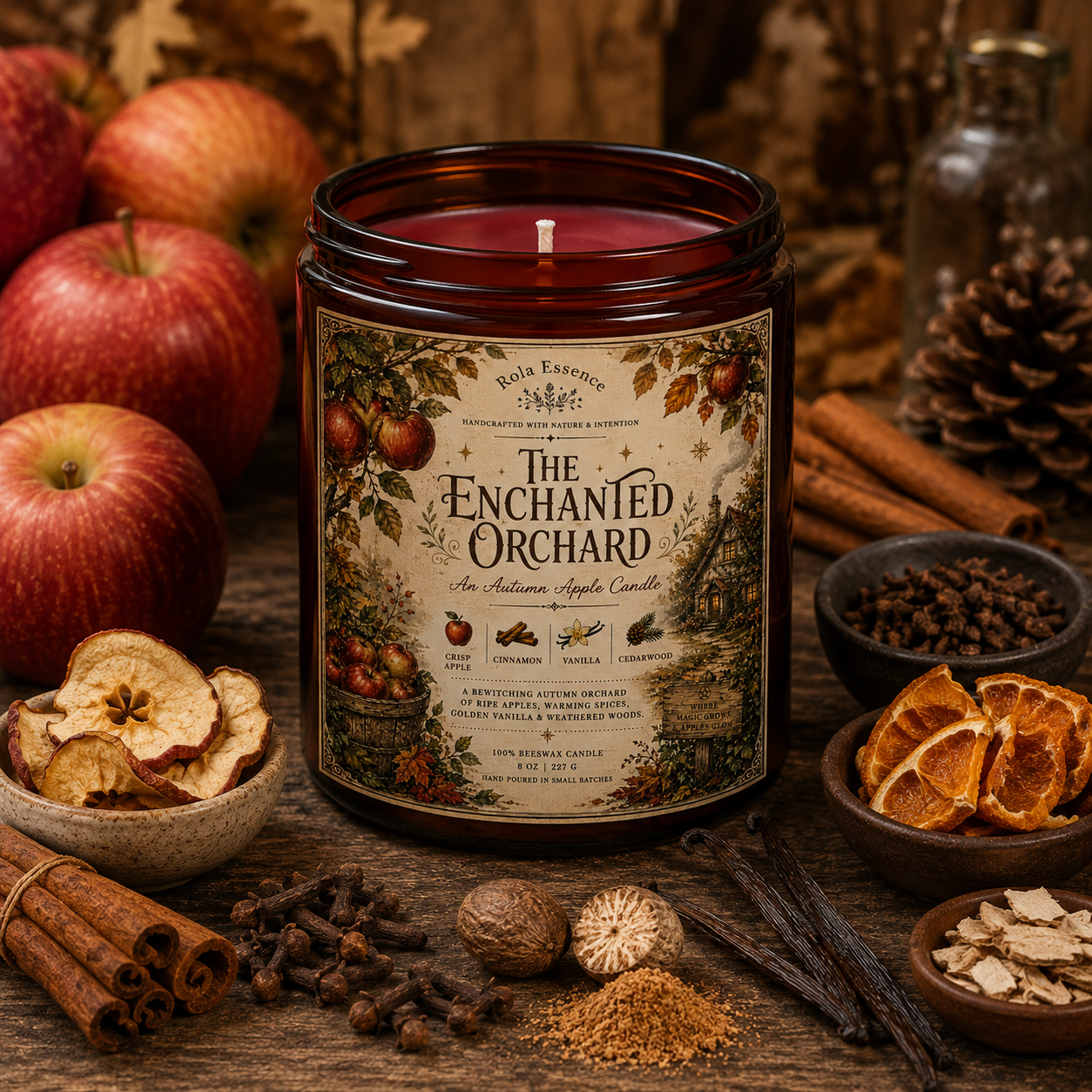 The Enchanted Orchard - Autumn Apple Beeswax Candle