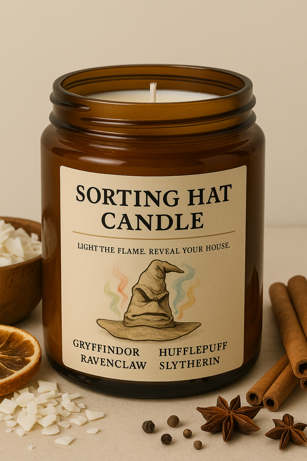 Sorting Hat Candle – “Light the Flame. Reveal Your House.”