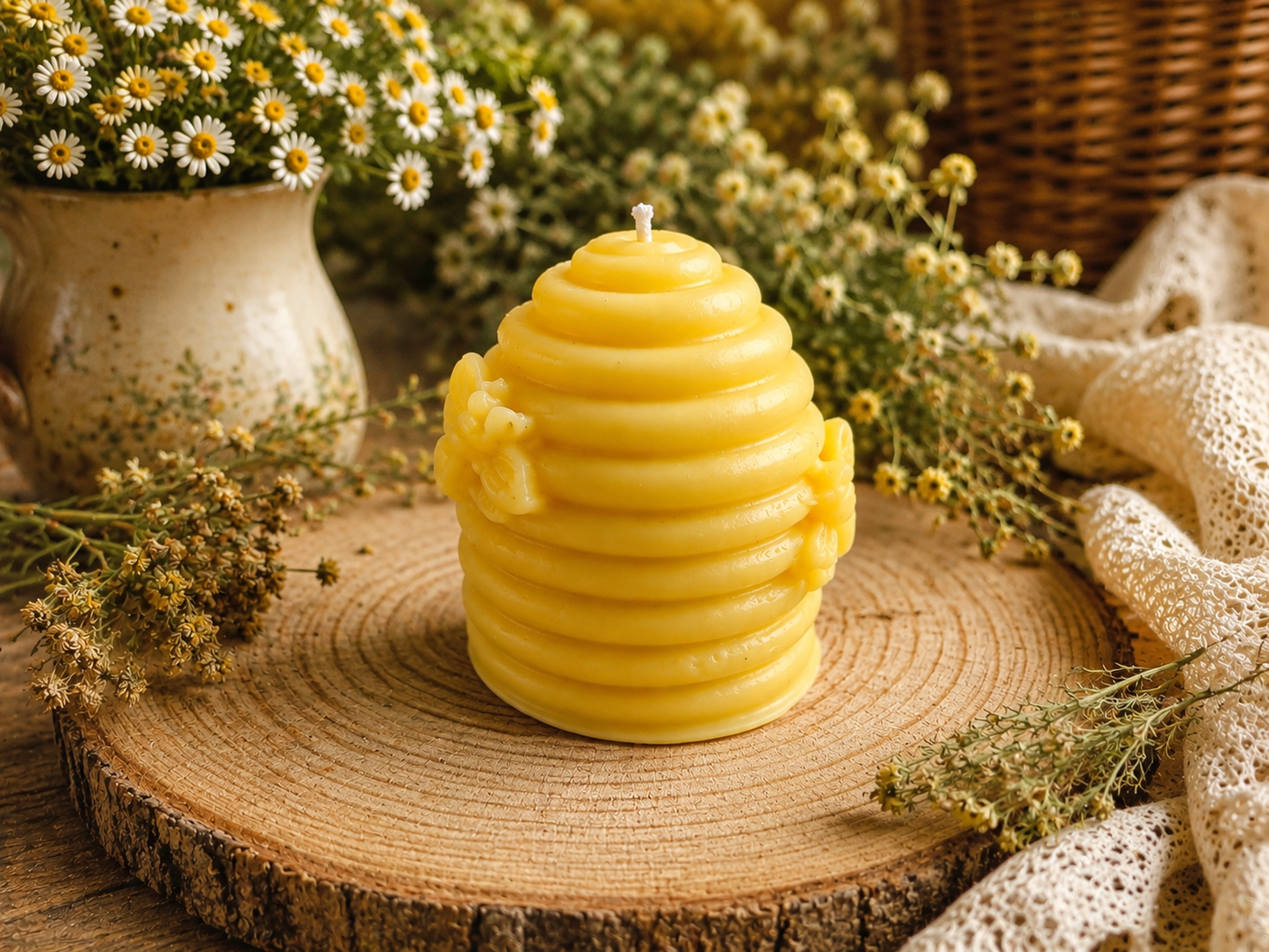 Wildflower Honey Beehive Beeswax Candle