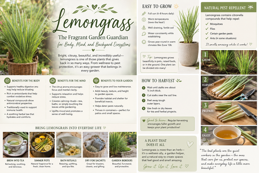Lemongrass: The Fragrant Garden Guardian with Benefits for Body, Mind, and Backyard Ecosystems
