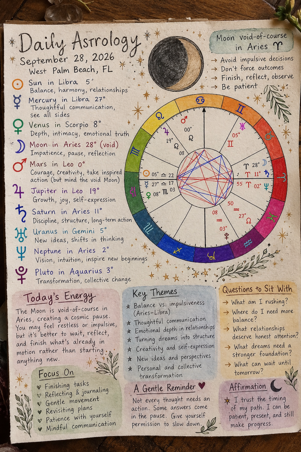 Daily Astrology Forecast: The Sacred Pause  September 28, 2026 | Moon Void-of-Course in Aries
