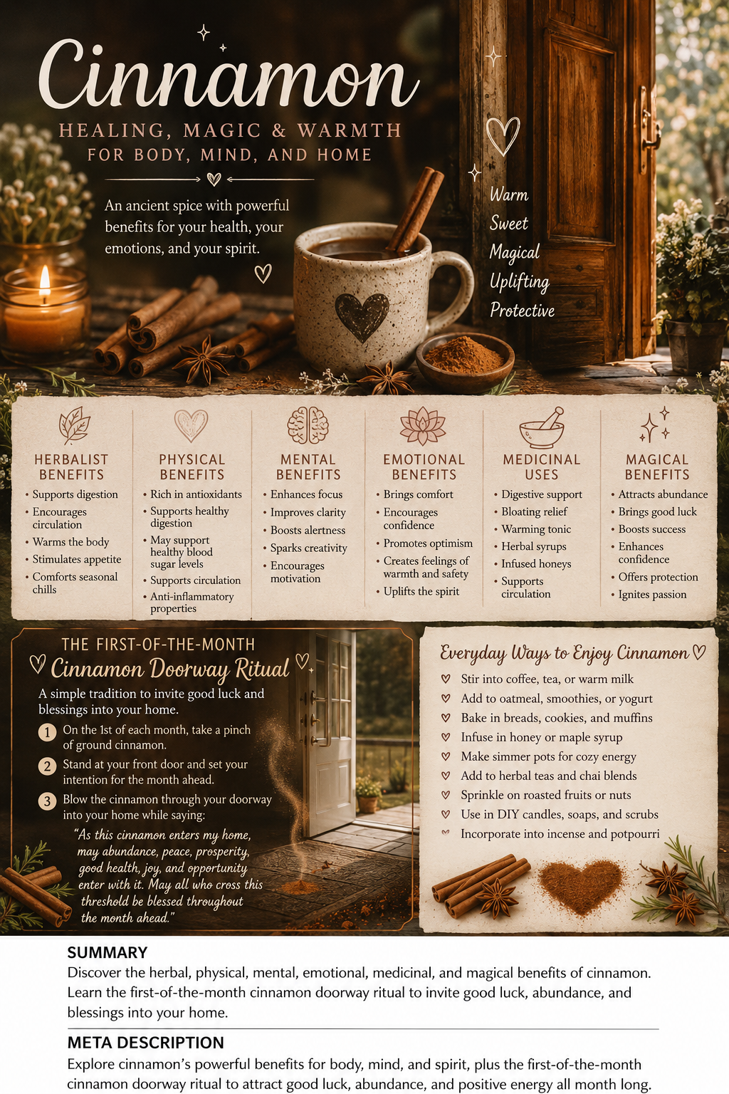 The Warm Magic of Cinnamon: An Ancient Spice for Body, Mind, and Home