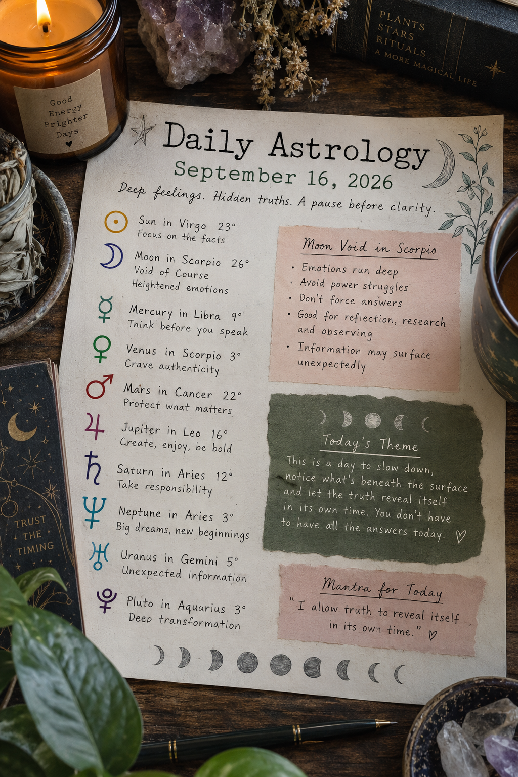 Daily Astrology Forecast: September 16, 2026 | A Void-of-Course Scorpio Moon Asks Us to Sit With What’s Beneath the Surface