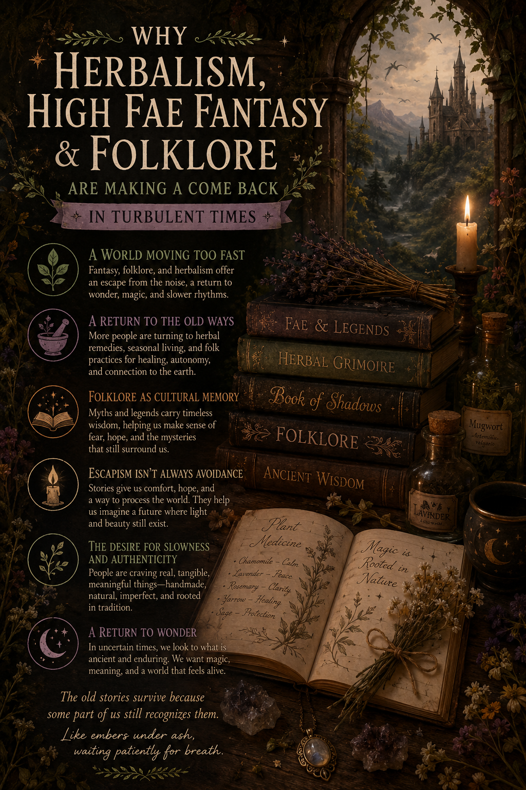 Why Herbalism, High Fae Fantasy, and Folklore Are Returning in Turbulent Times