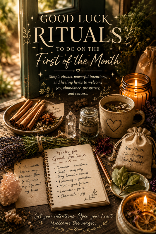 Gentle first-of-the-month rituals with herbs, intention, and a little everyday magic to welcome joy, abundance, prosperity, and new beginnings.