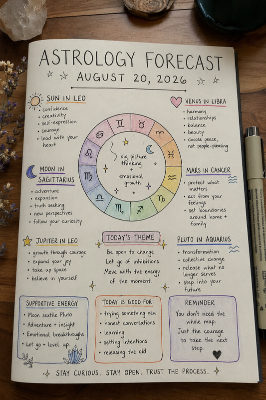 Daily Astrology Forecast: August 20, 2026  A Sagittarius Moon, Leo Sun & an Invitation to Move Forward