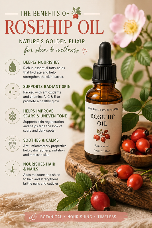 The Benefits of Rosehip Oil: Nature’s Golden Elixir for Skin & Wellness
