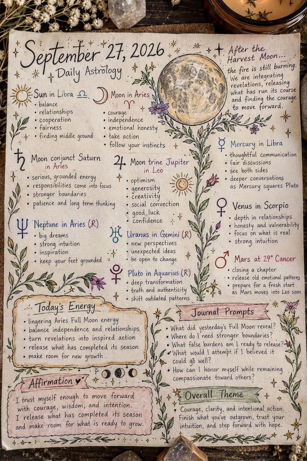 Daily Astrology Forecast: September 27, 2026 | After the Harvest Moon: Courage, Clarity & the Fire to Move Forward