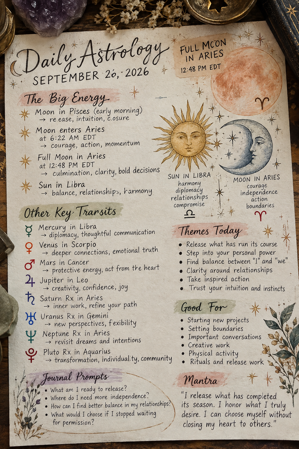 Daily Astrology Forecast: September 26, 2026 | The Full Moon in Aries: From Surrender to Action
