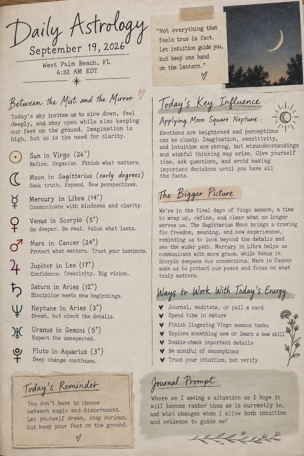 Daily Astrology Forecast: September 19, 2026 | Between the Mist and the Mirror: Trust Your Intuition, but Check the Details
