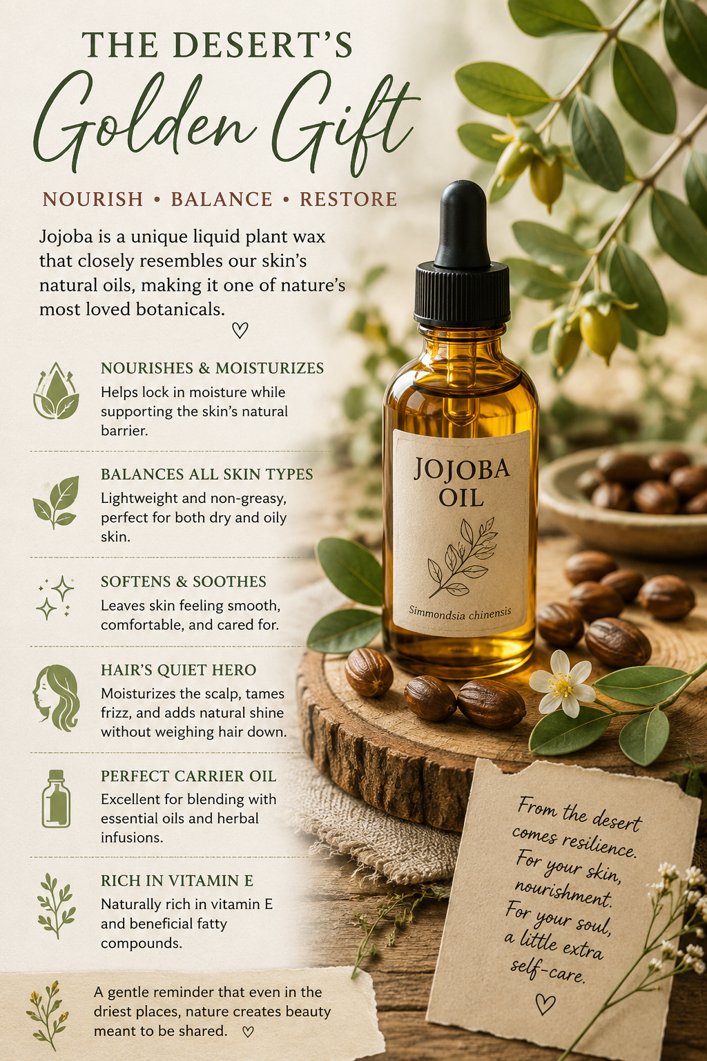 Jojoba: The Desert’s Golden Gift for Skin, Hair, and Everyday Rituals