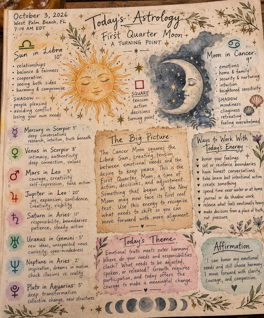 Daily Astrology Forecast: October 3, 2026 | The First Quarter Moon Brings a Turning Point