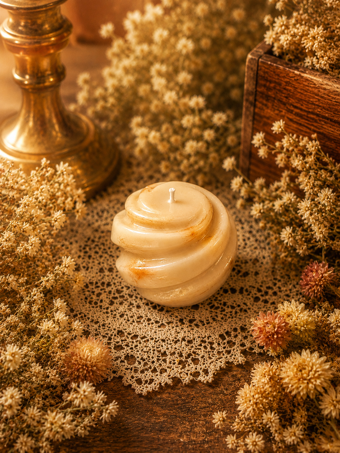 Amberwhirl Sculptural Beeswax Candle