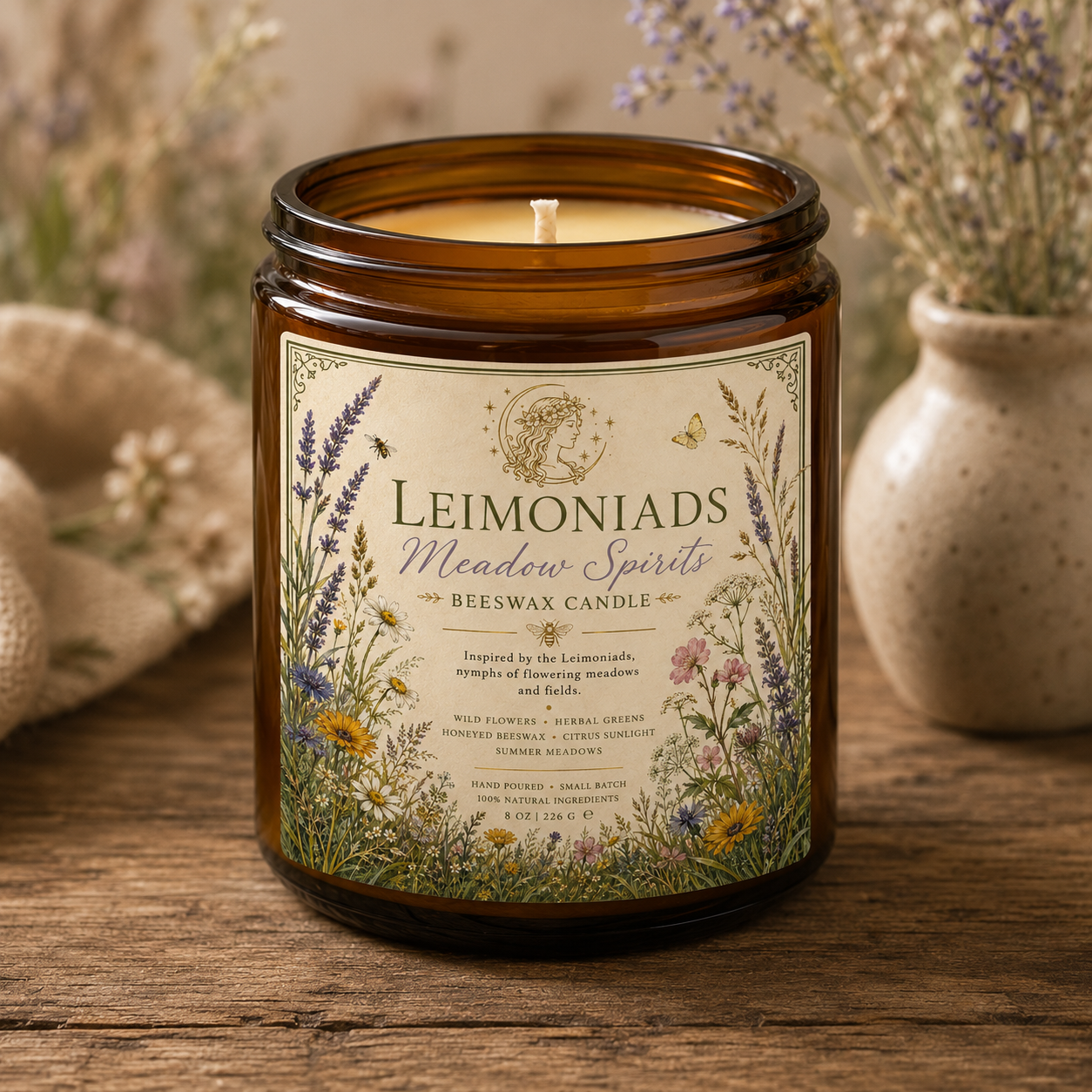 Leimoniads Meadow Spirits Beeswax Candle
