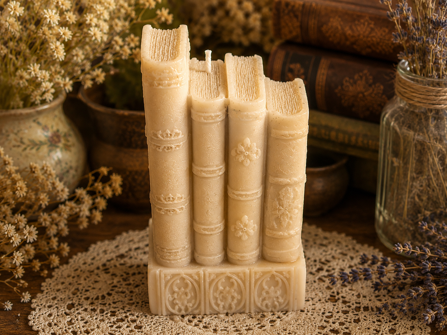 The Ancient Bookshop Beeswax Candle | Where Old Stories Linger