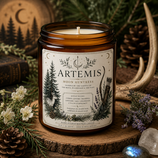 Artemis Moon Huntress Beeswax Candle