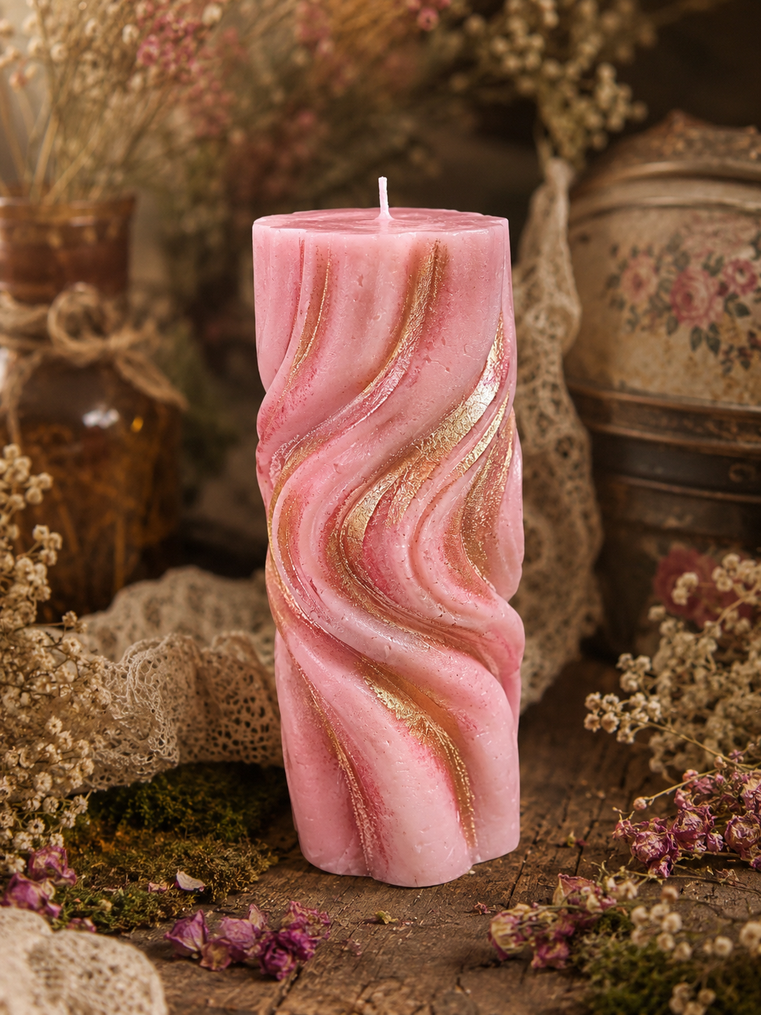 Rosewater Goddess Candle | Bathed in Roses, Kissed in Gold