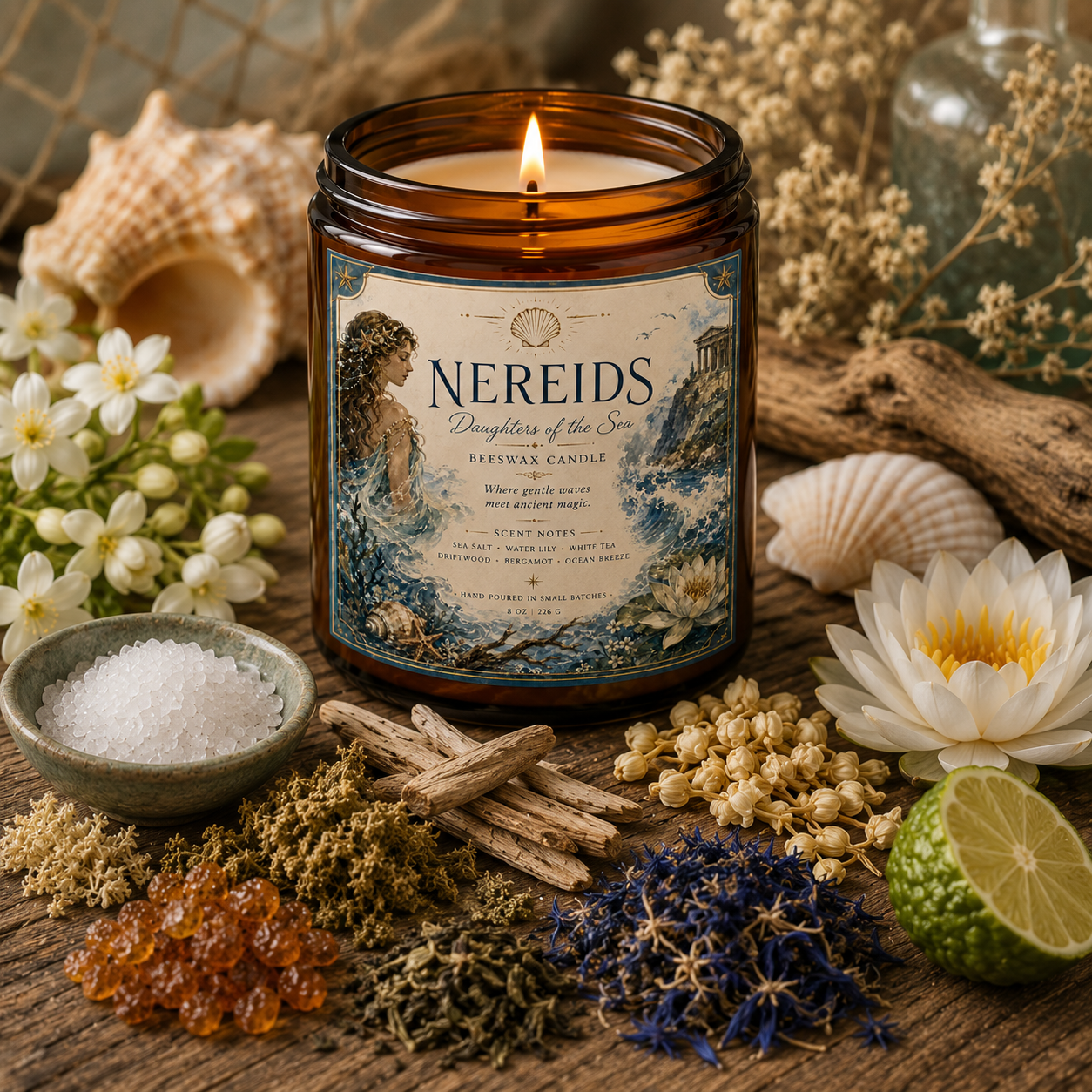 Nereids: Daughters of the Sea | Beeswax Candle