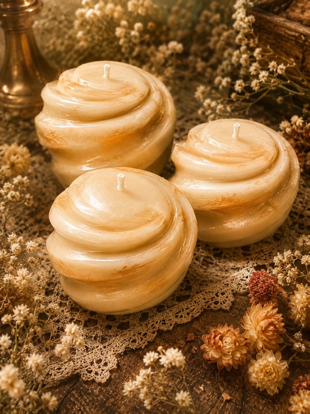 Amberwhirl Sculptural Beeswax Candle