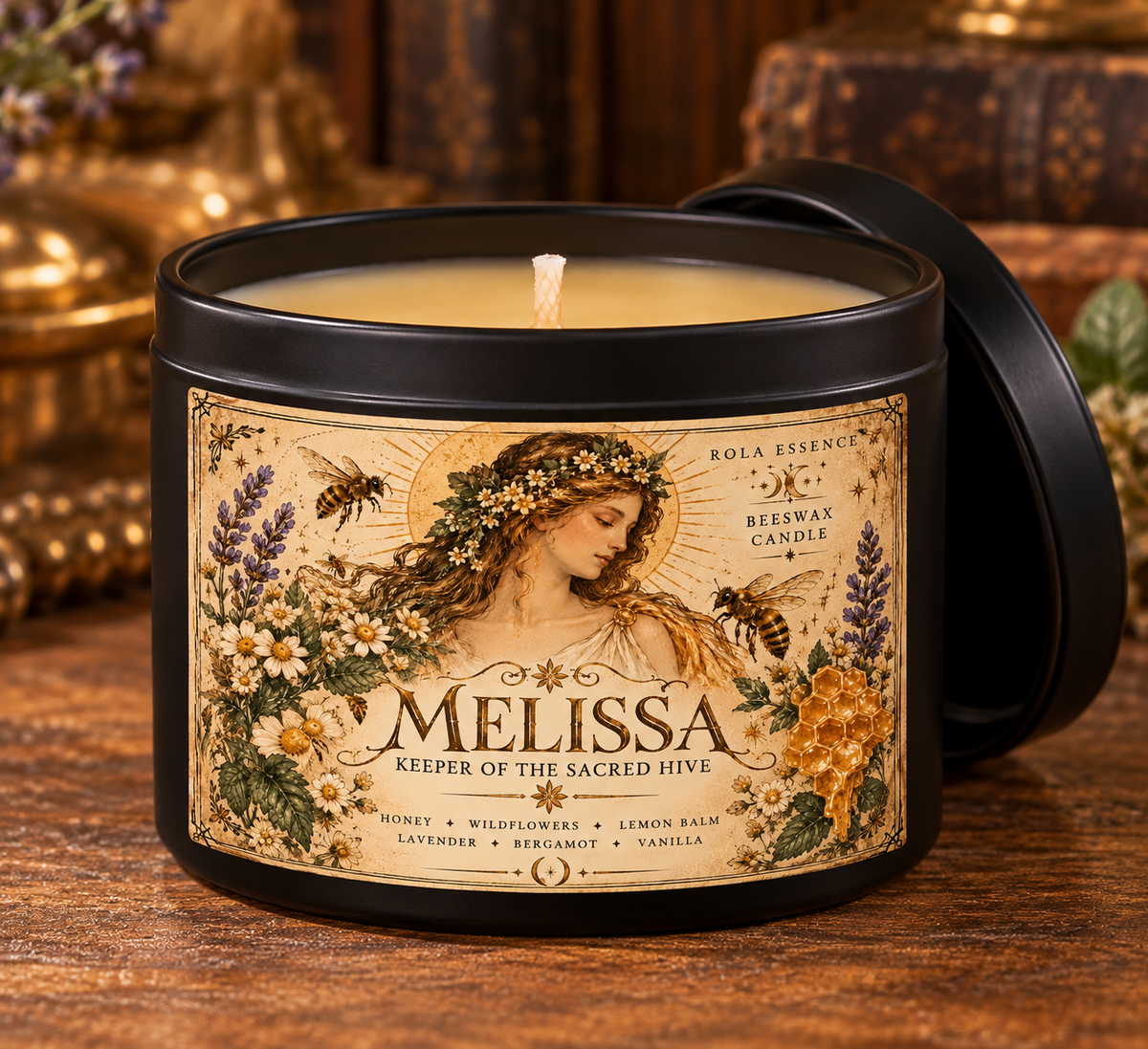 Melissa • Keeper of the Sacred Hive - Goddess-Inspired Beeswax Candle