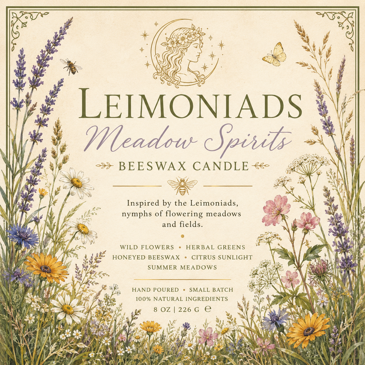 Leimoniads Meadow Spirits Beeswax Candle