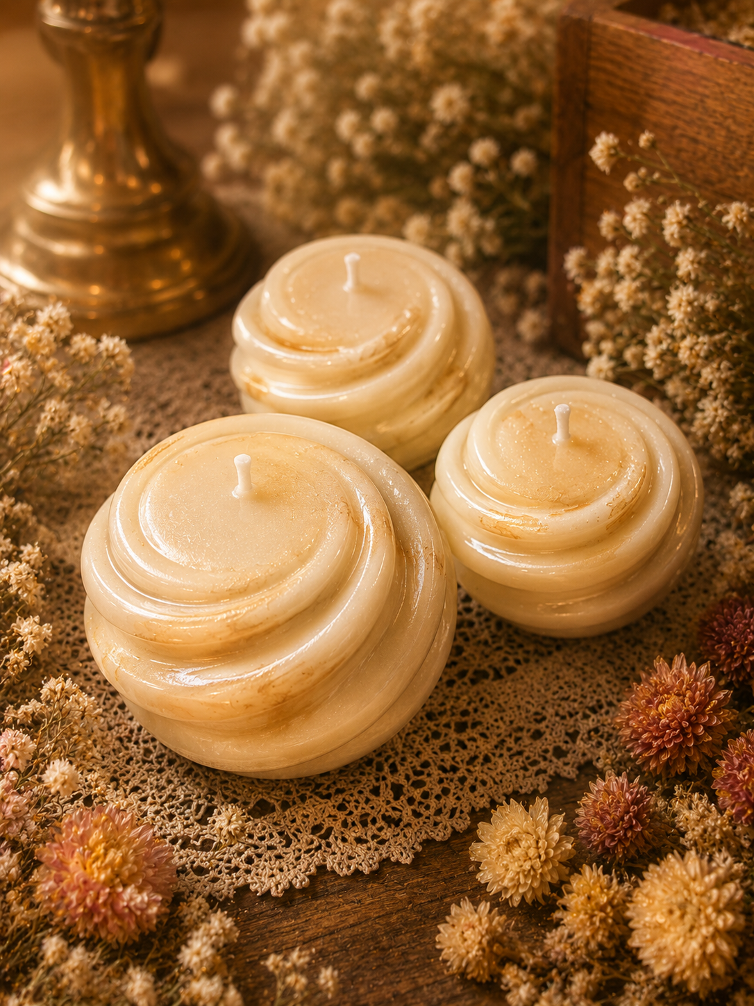 Amberwhirl Sculptural Beeswax Candle