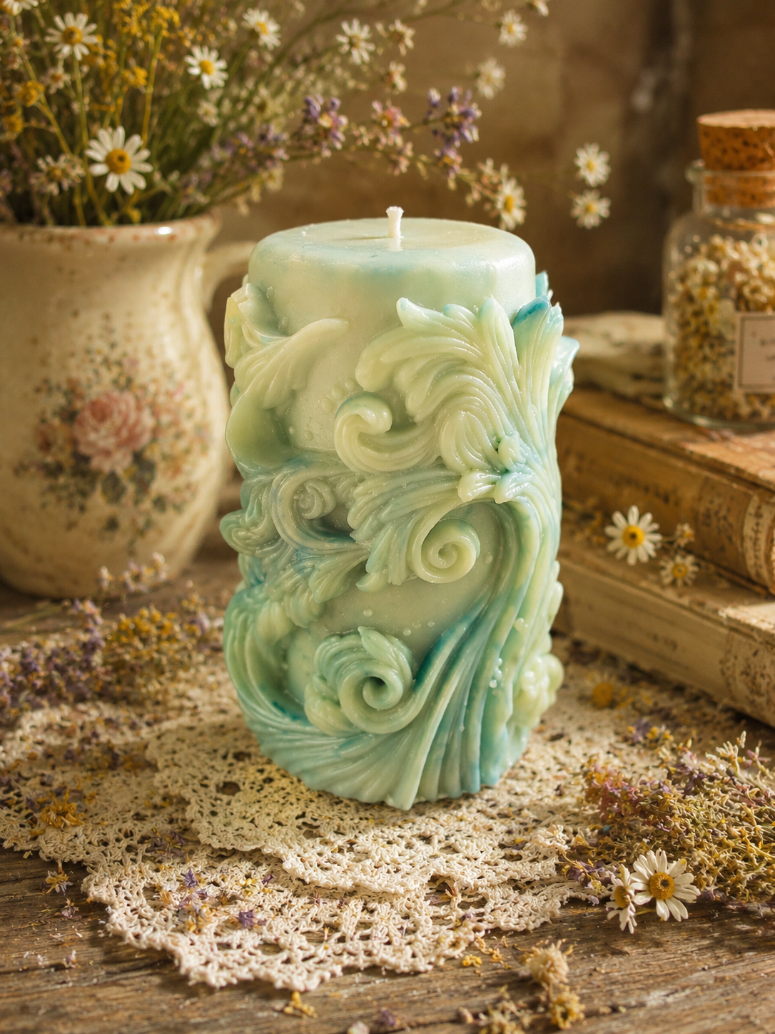 Amphitrite’s Tides Beeswax Candle | Where ancient waters whisper, renewal begins