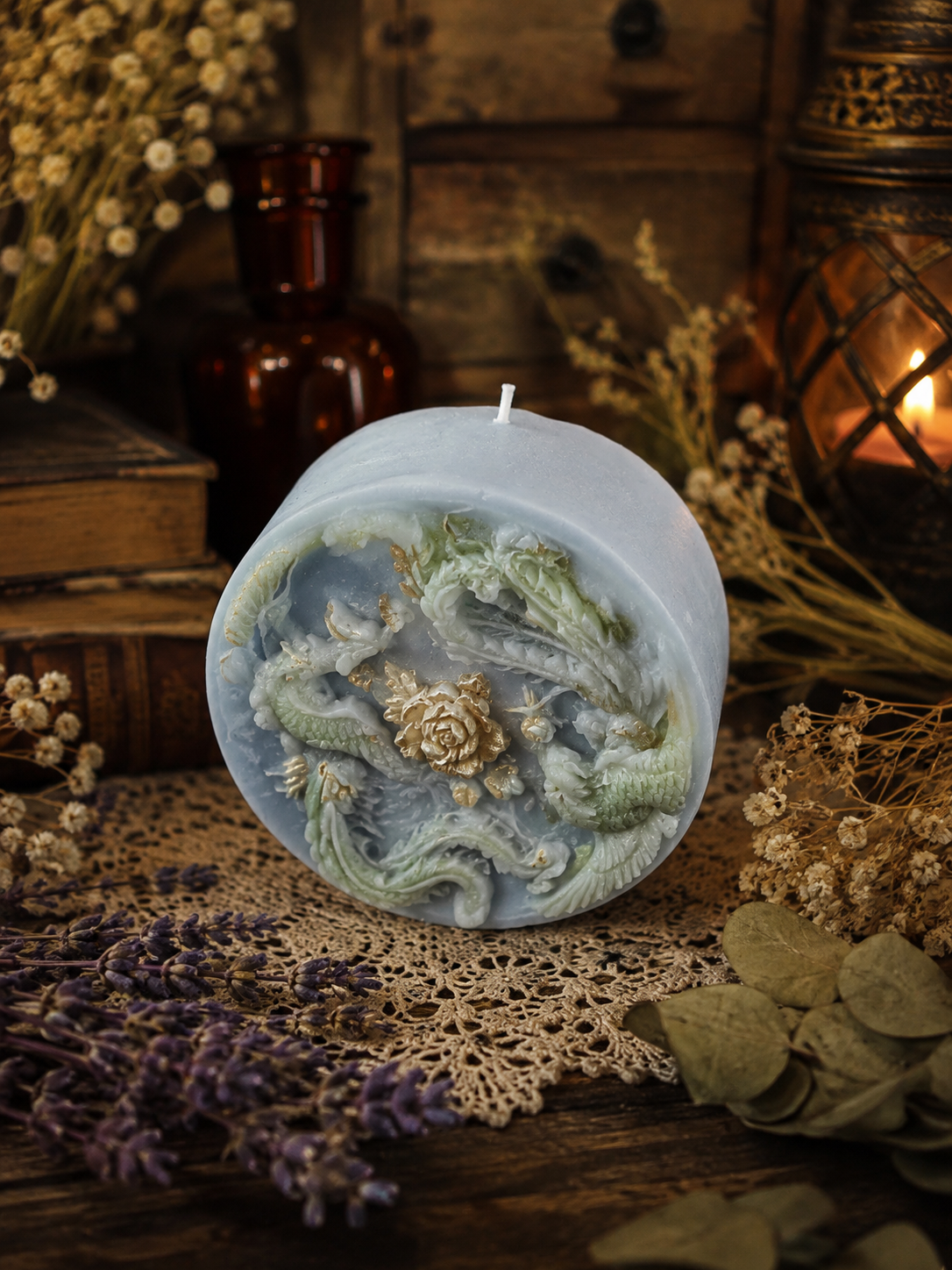 Dragon’s Grace Beeswax Candle  Where Strength Blooms.