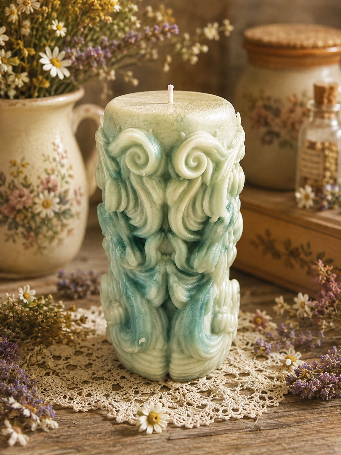 Amphitrite’s Tides Beeswax Candle | Where ancient waters whisper, renewal begins