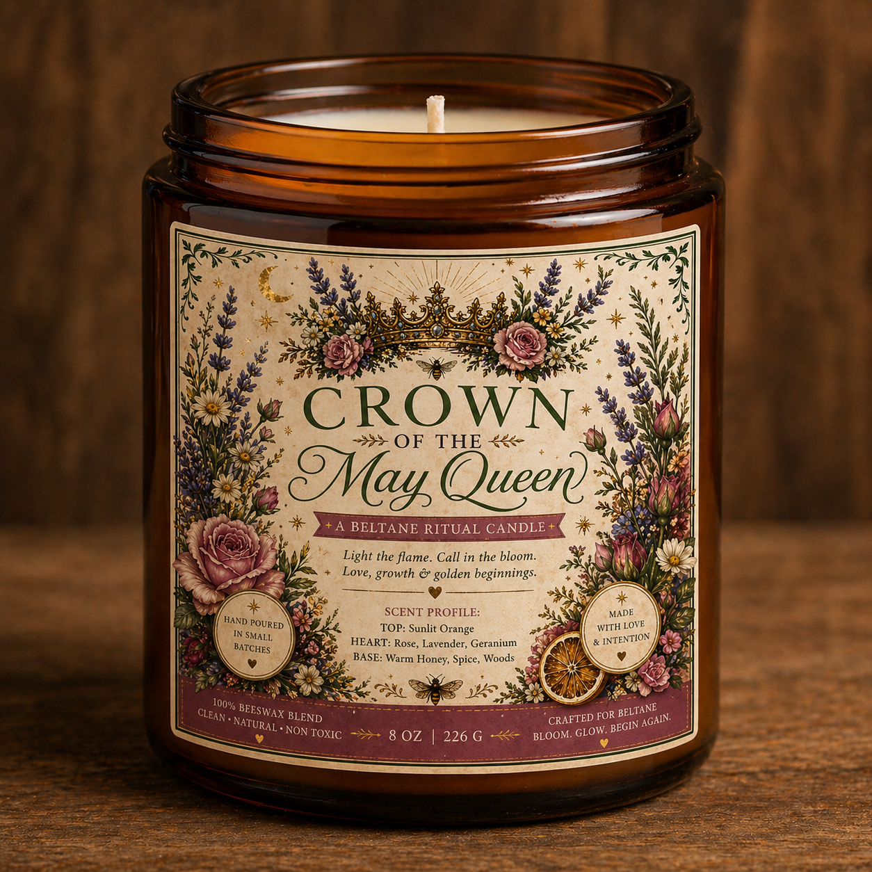 Crown of the May Queen Beeswax Candle