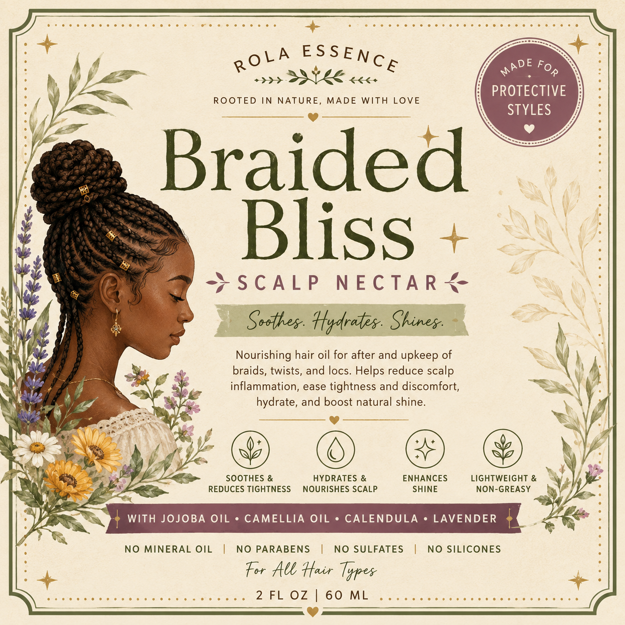 Braided Bliss Scalp Nectar - Hydrating • Pain-reducing • Shine Increasing