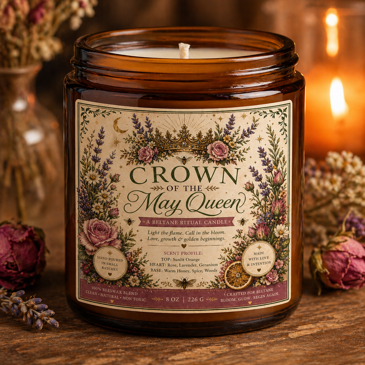 Crown of the May Queen Beeswax Candle