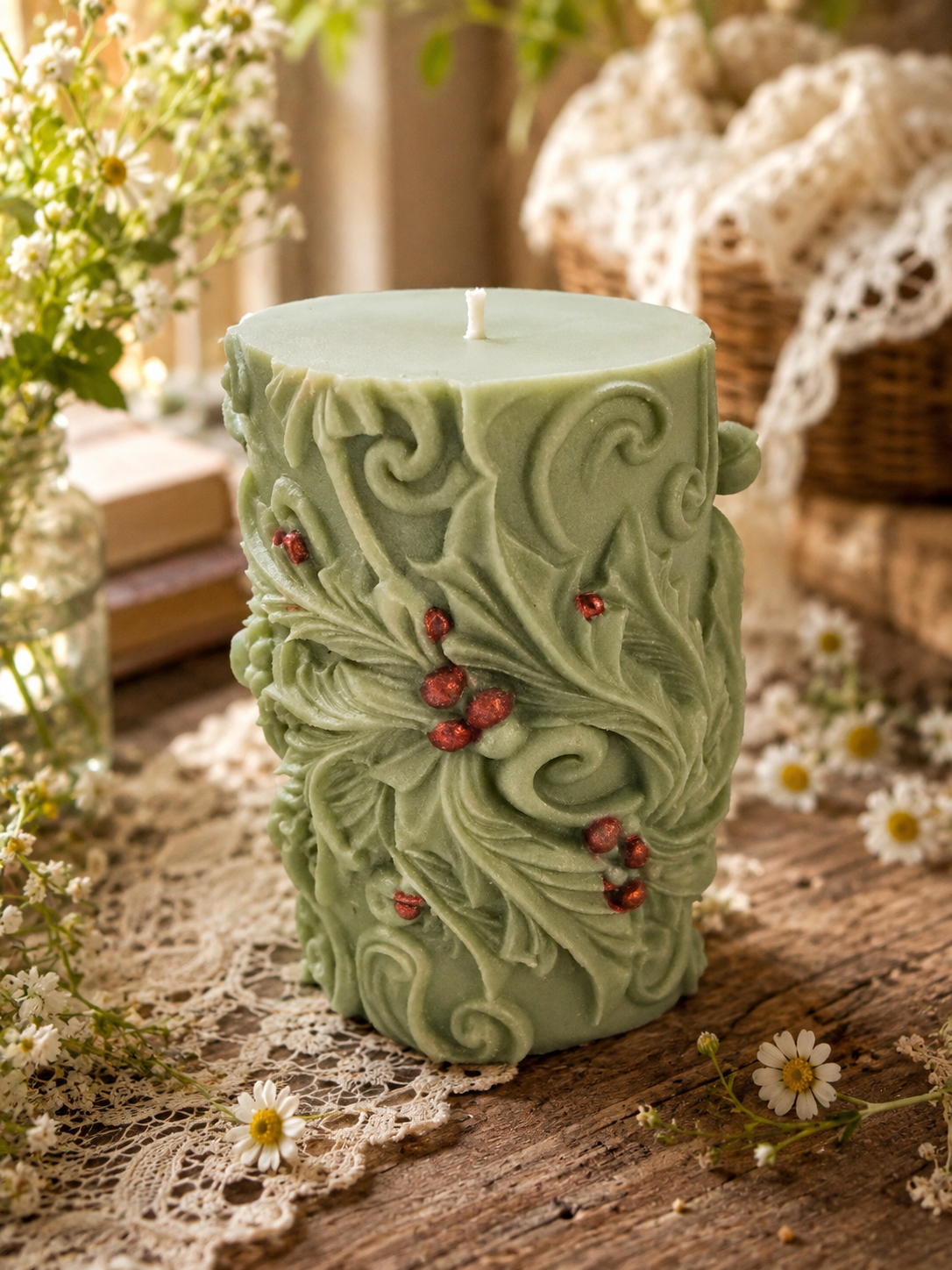 Winterberry Hollow Beeswax Candle