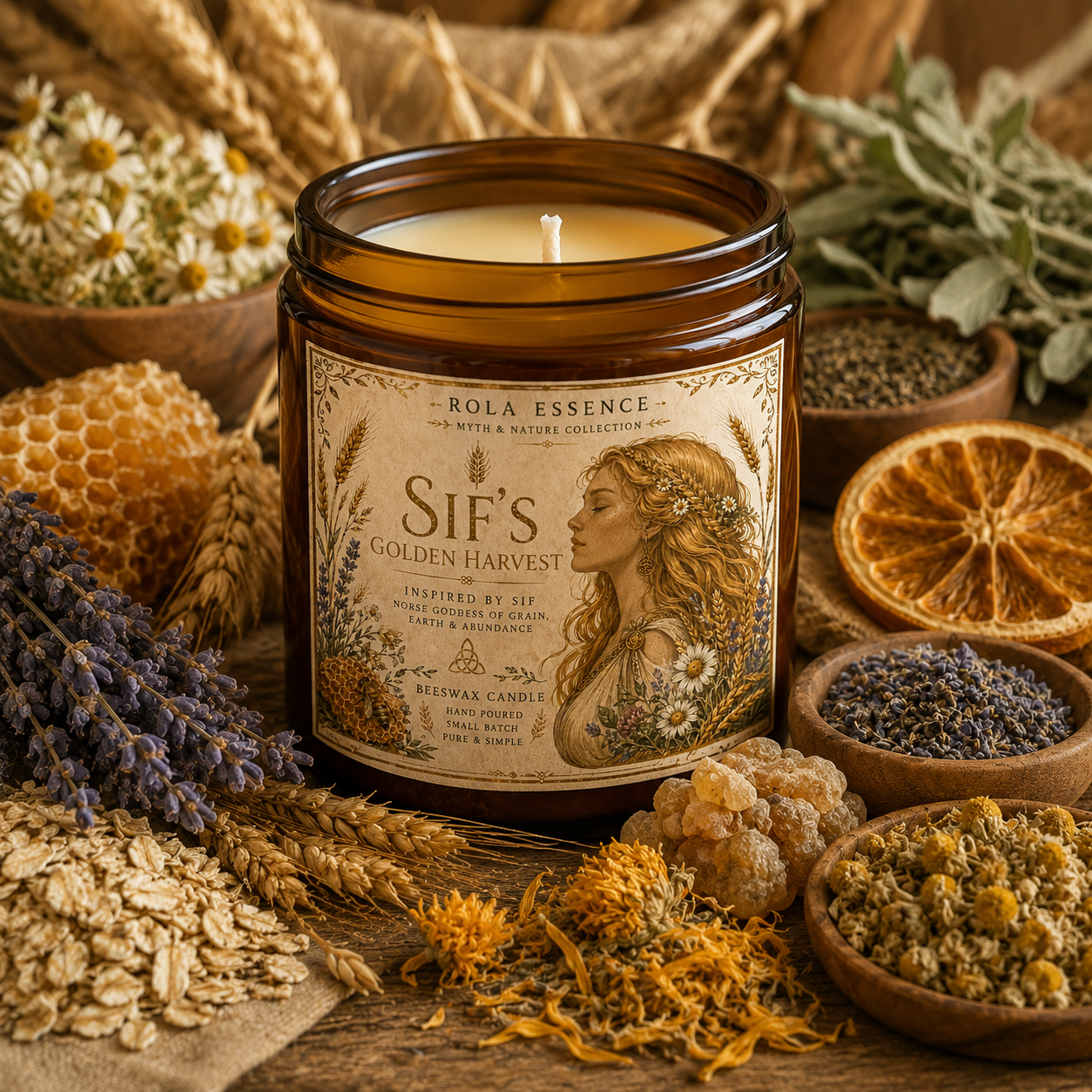 Sif’s Golden Harvest Beeswax Candle