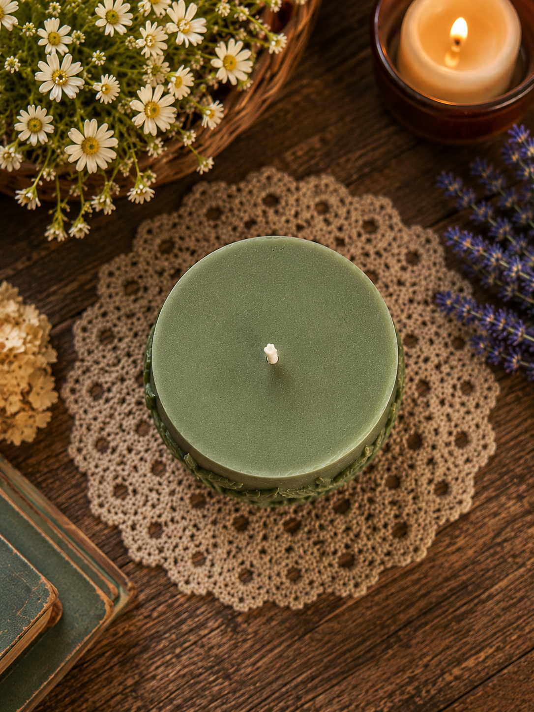 Botanical Garden Beeswax Pillar Candle