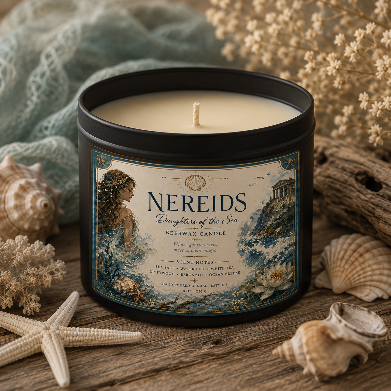 Nereids: Daughters of the Sea | Beeswax Candle