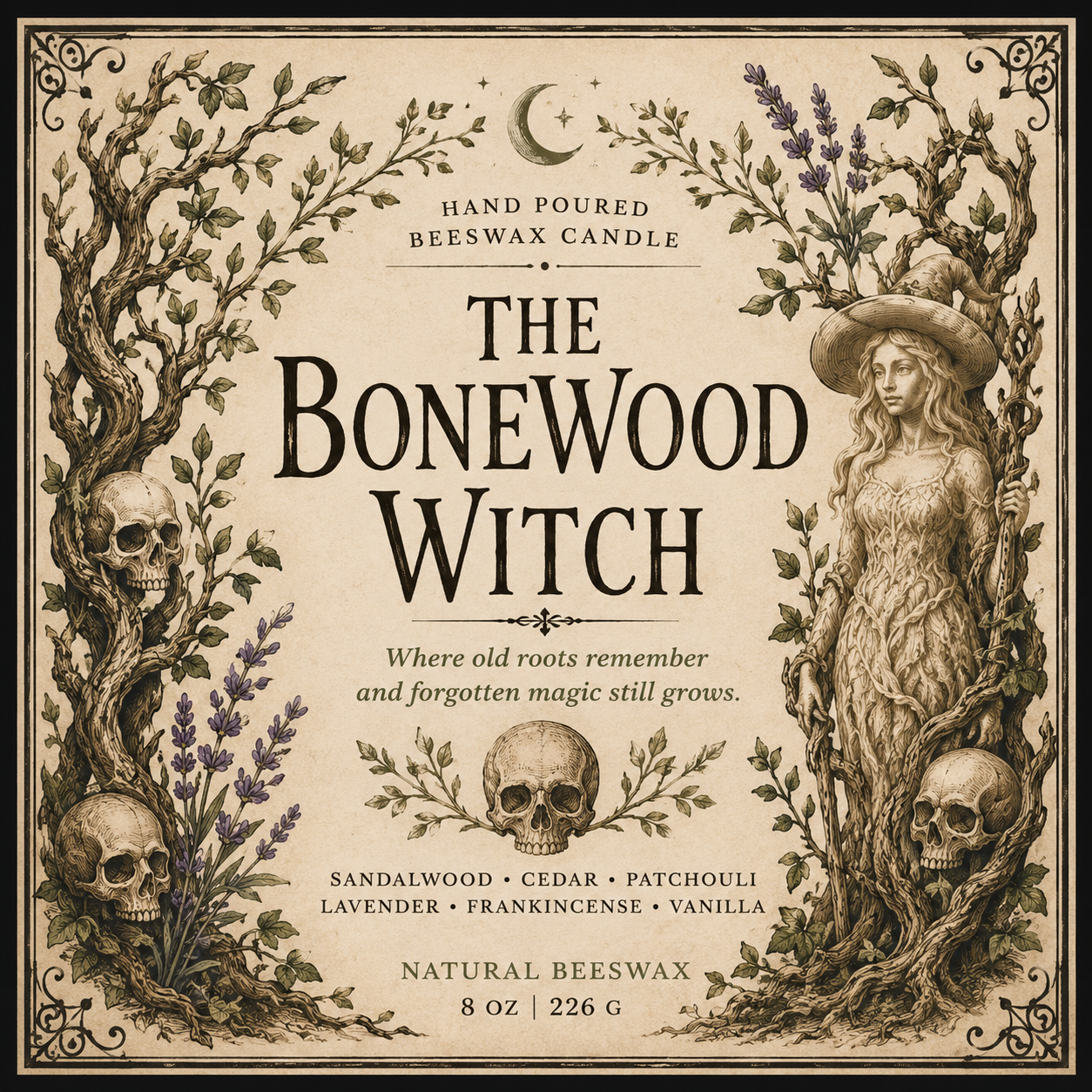 The Bonewood Witch Beeswax Candle